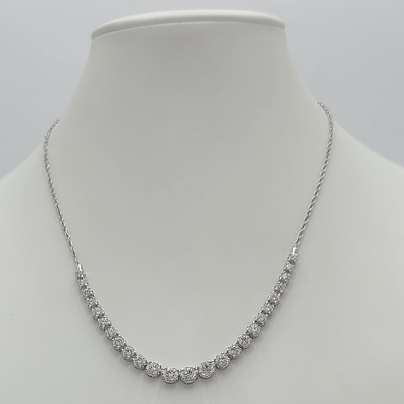 Stunning DIAMONIQUE Graduated Line Necklace  14.00 cttw  Round 100-Facet Stones - Picture 2 of 13